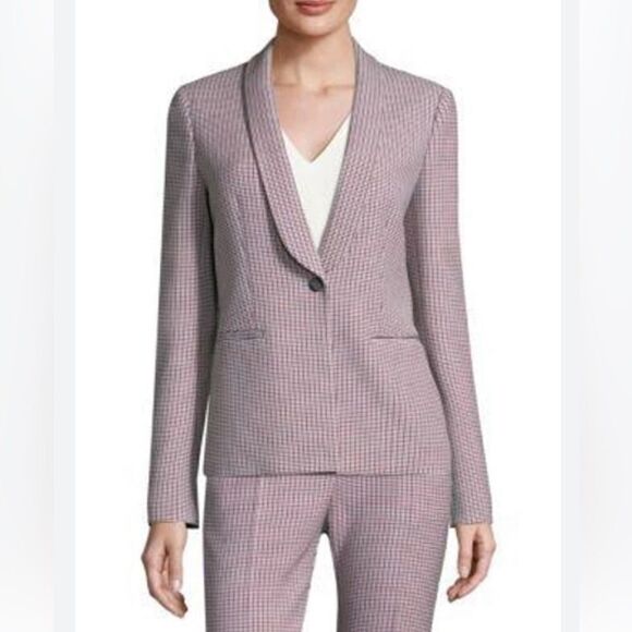 BOSS Career professional Hugo Boss Plaid Wool KANIXA blazer size 6 officewear - Picture 3 of 16